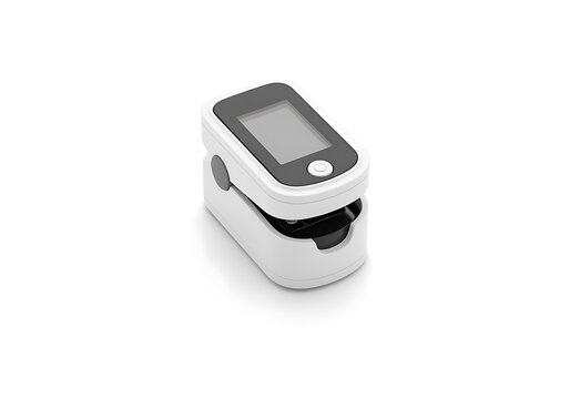 Pulse oximeter digital finger clip device isolated on white background