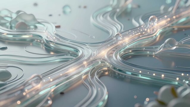 Liquid glass data stream forming abstract digital network