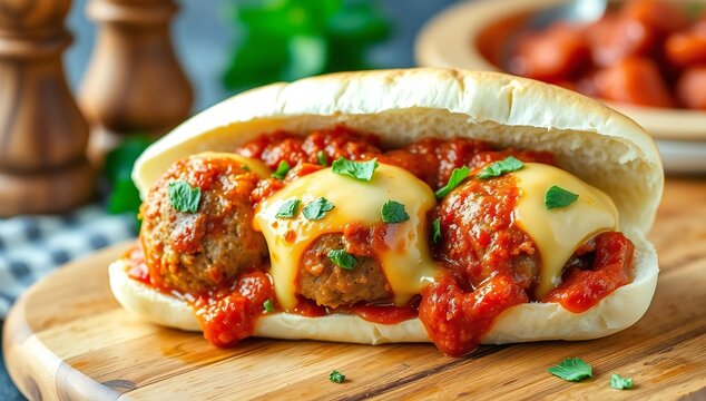 Delicious stuffed calzone with melted cheese and vibrant toppings on a wooden board