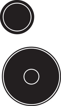 Minimalist speaker driver illustration featuring woofer and tweeter in flat dark grey graphics.