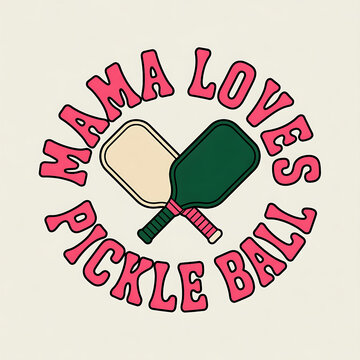 Sport Enthusiast Sports Mom Rocking Retro Pickleball Tee: Vibrant Handmade Design for Fitness and Family Fun