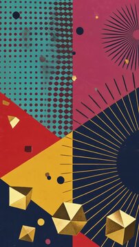 Abstract Geometric Retro Pattern Composition Generative AI