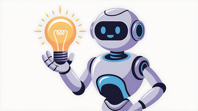 Futuristic Robot Cartoon Illustrating Creative Automation: Advanced AI Synergy in Smart Technology Innovation 