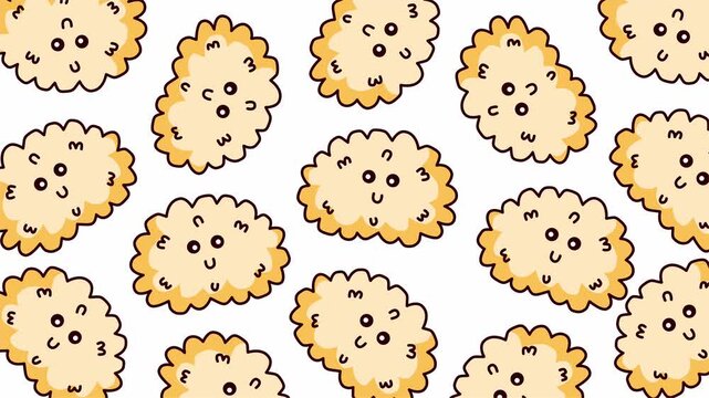 Seamless pattern of cute cartoon yellow bubbly cloud like shapes