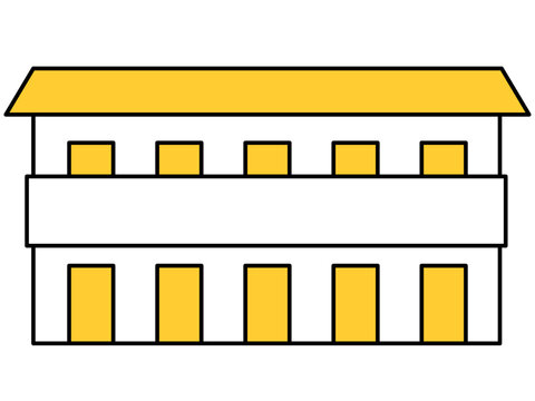 二階建て住宅の線画アイコン（黄色）