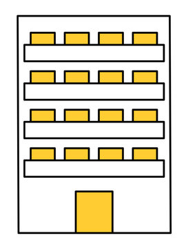 マンションの線画アイコン（黄色）