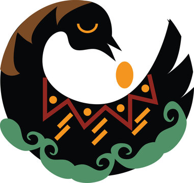 Sankofa illustration Modern Adinkra Bird Illustration with Earth Tones