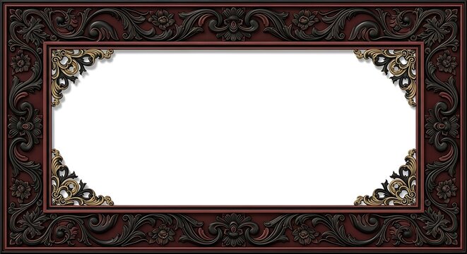 Ornate picture frame with gold accents and empty white space for photo