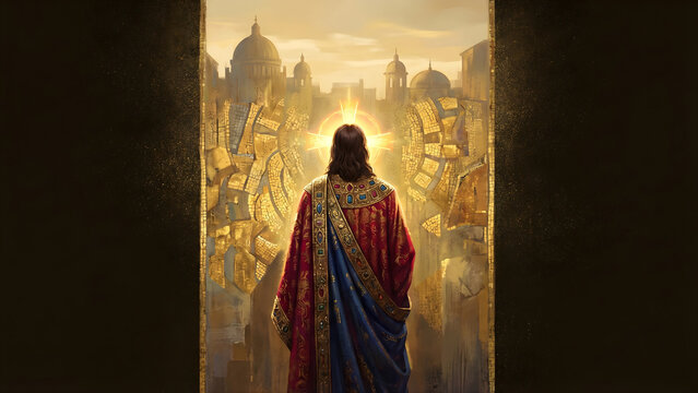 Jesus Entering the Golden Heavenly City Digital Painting