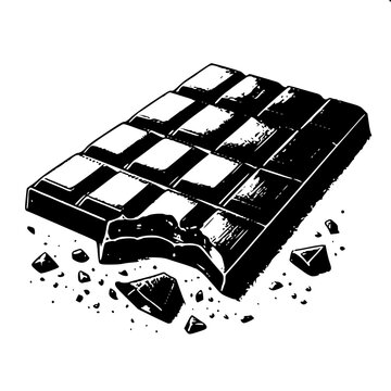 Confectionery silhouette of Gourmet chocolate bar in simple vector style