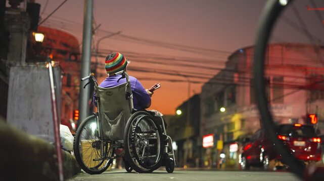 Disabled Street Vendor Selling Candles During Golden Hour