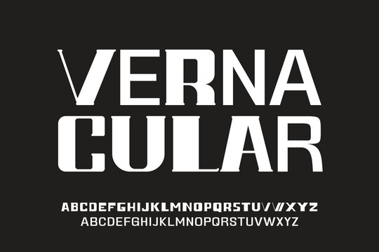 Vernacular Modern Stencil Slab Font. Bold Industrial Architectural Typeface. Unique Lettering for Urban Design, Construction, and Exhibition Poster