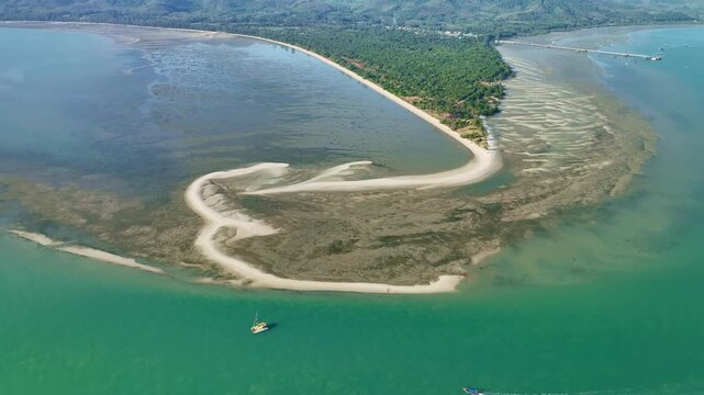 Aerial view of Laem Had Beach in Koh Yao Yai Phang-nga province, Amazing island in the andaman sea Phang-nga Thailand