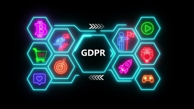 Gdpr compliance digital network security animation