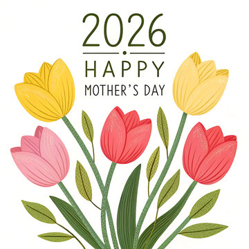 Happy mother's day tulips illustration 2026