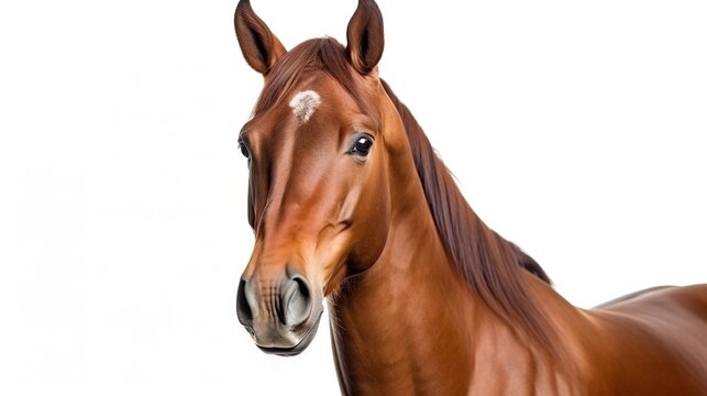 Elegant Chestnut Horse Head in Profile with Alert Ears and Glossy Coat