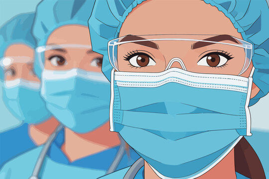 Health workers in masks and protective gear showing commitment to caring for patients during health crisis