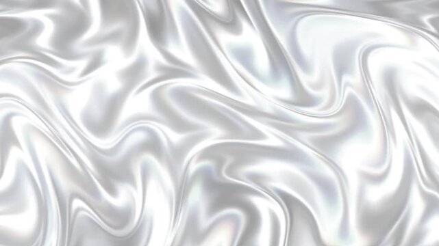 Abstract flowing white satin texture with subtle iridescent highlights