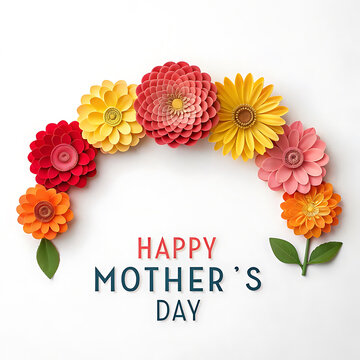 Happy mother's day colorful flower bouquet greeting