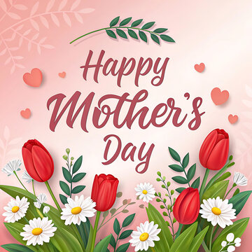 Happy mother's day floral illustration with text