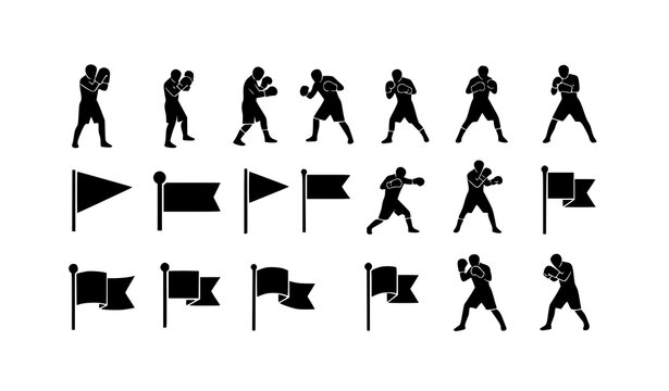 Black flag icons set various shapes banner pennant marker silhouettes vector eps10