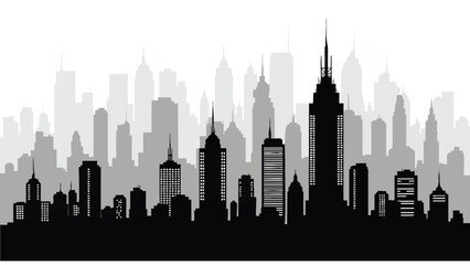 Fototapeta premium Modern City Skyline Silhouette for Business & Urban Design Projects
