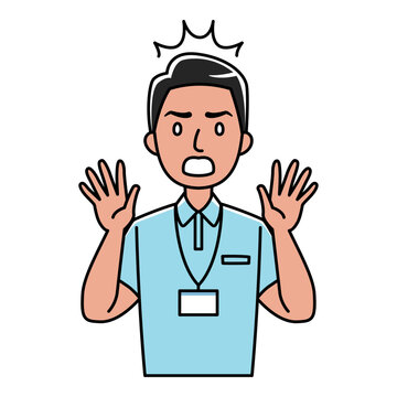 びっくり仰天、驚くポロシャツ姿の外国人男性のイラスト