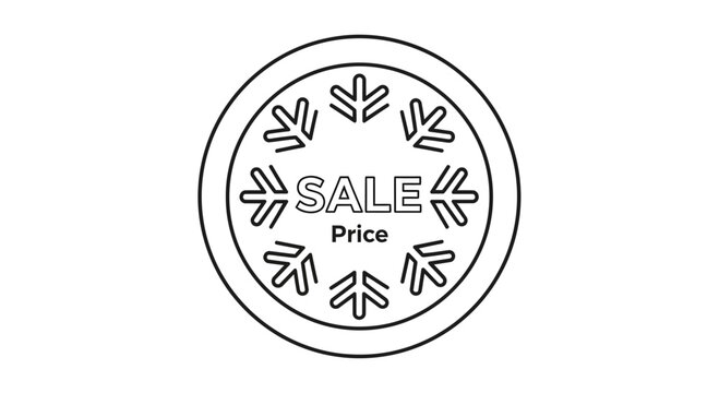 Winter Sale Price Stamp Icon with Snowflakes