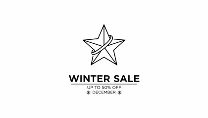 Fototapeta premium Winter Sale Star Icon with Discount Offer - December Promotion