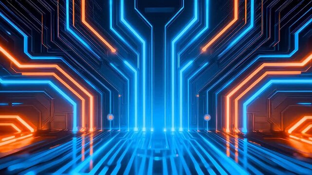 Futuristic circuit board with glowing lines