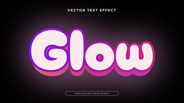Vibrant glowing text effect with pink and purple bubble style letters on a dark black background