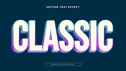 Obraz premium Bold classic 3D text effect with cyan and purple neon glow on dark blue background