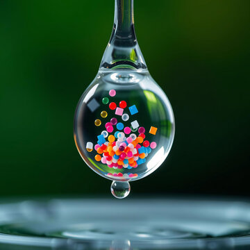 Microplastic pollution in water droplet