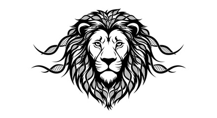 Obraz premium Black and white lion head illustration.