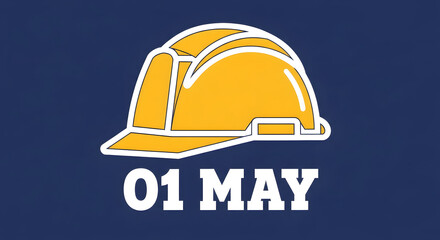 Fototapeta premium Yellow construction hard hat icon for International Workers Day