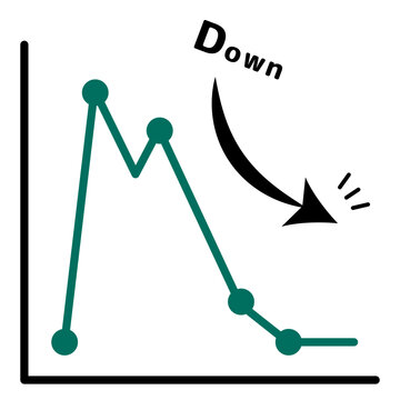 Downward line graph and arrow business illustration