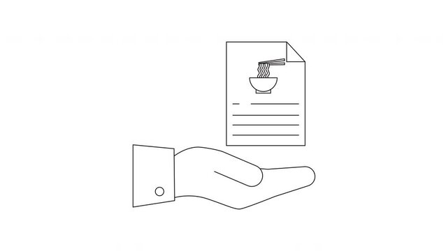 Hand Holding Document with Food Icon Illustration.