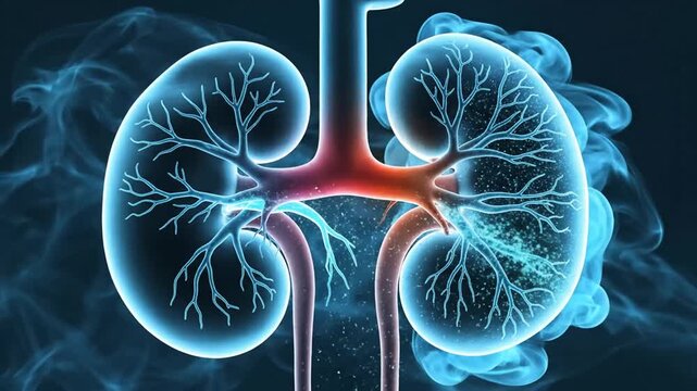 Human Kidneys Anatomy Illustration - Medical Science and Health Care