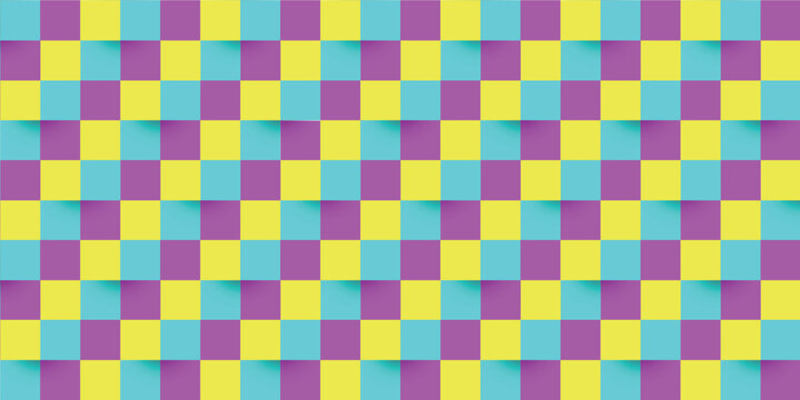 Vibrant Colorful Checkerboard Pattern with Subtle Drop Shadows