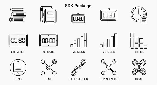 Software development kit package icons display various elements