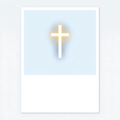 Fototapeta premium Symbol of Faith and Hope A Glowing Cross Illustration on a Soft Blue Background