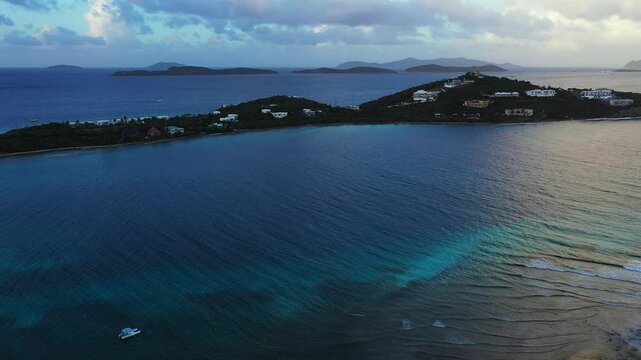 Sunset in St. Thomas USVI over the water