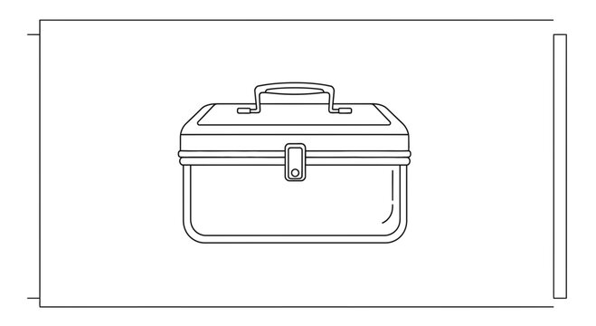 Vintage Metal Toolbox, Classic Tool Chest, Retro Workshop Storage Container, Outline Icon