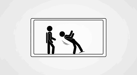 Fototapeta premium Stick Figure Fight Scene on Screen: Violence, Conflict, and Aggression Depicted