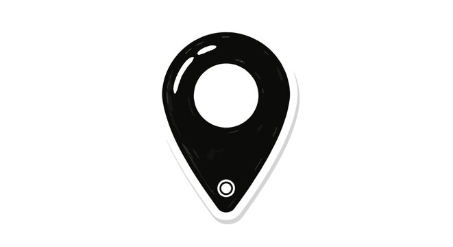 Hand Drawn Map Pin Icon - Black and White Doodle Style Location Marker