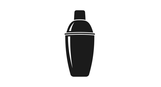 Black cocktail shaker silhouette on white background, bar tool icon