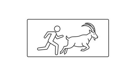Fototapeta premium Man Chasing a Goat Icon