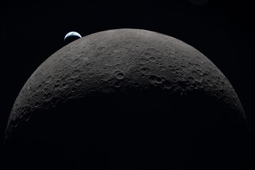 Earthset captured through the Orion spacecraft window, during the Artemis II crew’s flyby of the Moon. "Elements of this Image Furnished by NASA"  © Abstract51