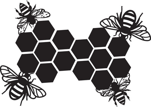 Bee and Honeycomb SVG Bundle - Geometric Honey Bee Silhouette Clipart for Cricut, Laser Cut, and Minimalist Logo Design - Digital Download