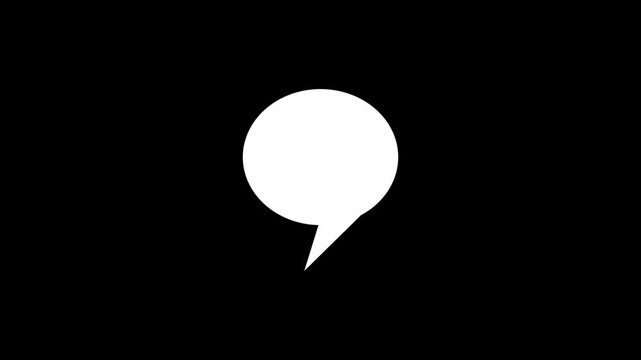 Message bubble typing animation. text Message bubble animation on black background,
 Chat message in motion graphics, White text message bubble popping up on screen